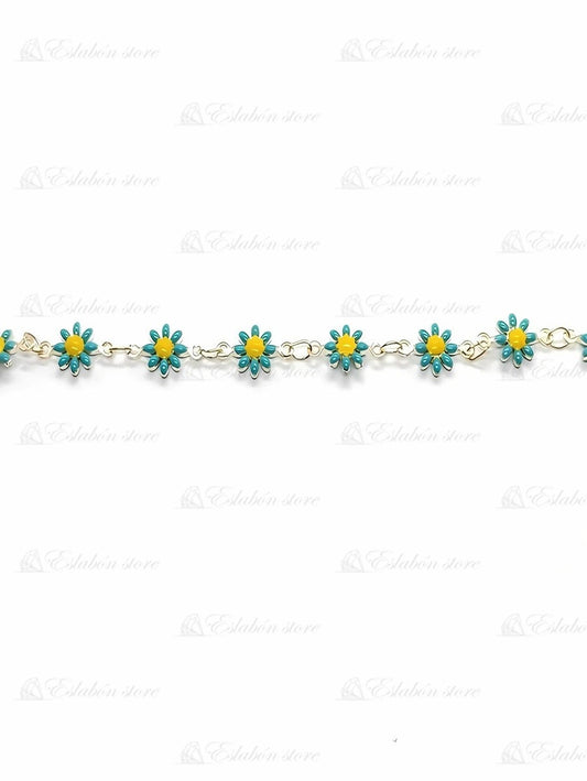 Pulsera Pulsera de flores verdes, detalle de la etiqueta, aroma floral