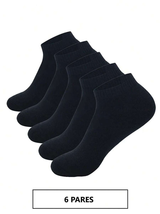 6 pares de calcetines, tines de algodón premium, color negro