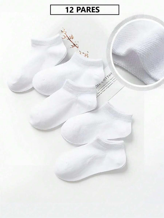 12 pares de tines blancos, algodón premium