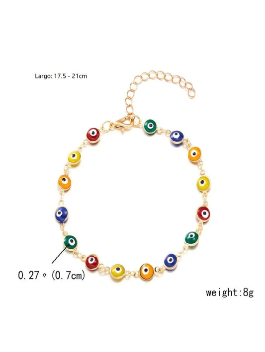 Pulsera de ojo turco de colores, acero inoxidable