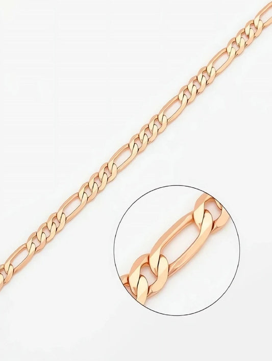 Pulsera, esclava para mujer figaro , color oro rosa 14k