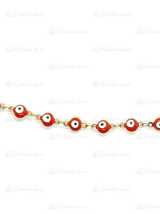 Pulsera Pulsera de ojo turco color rojo, detalle de la etiqueta