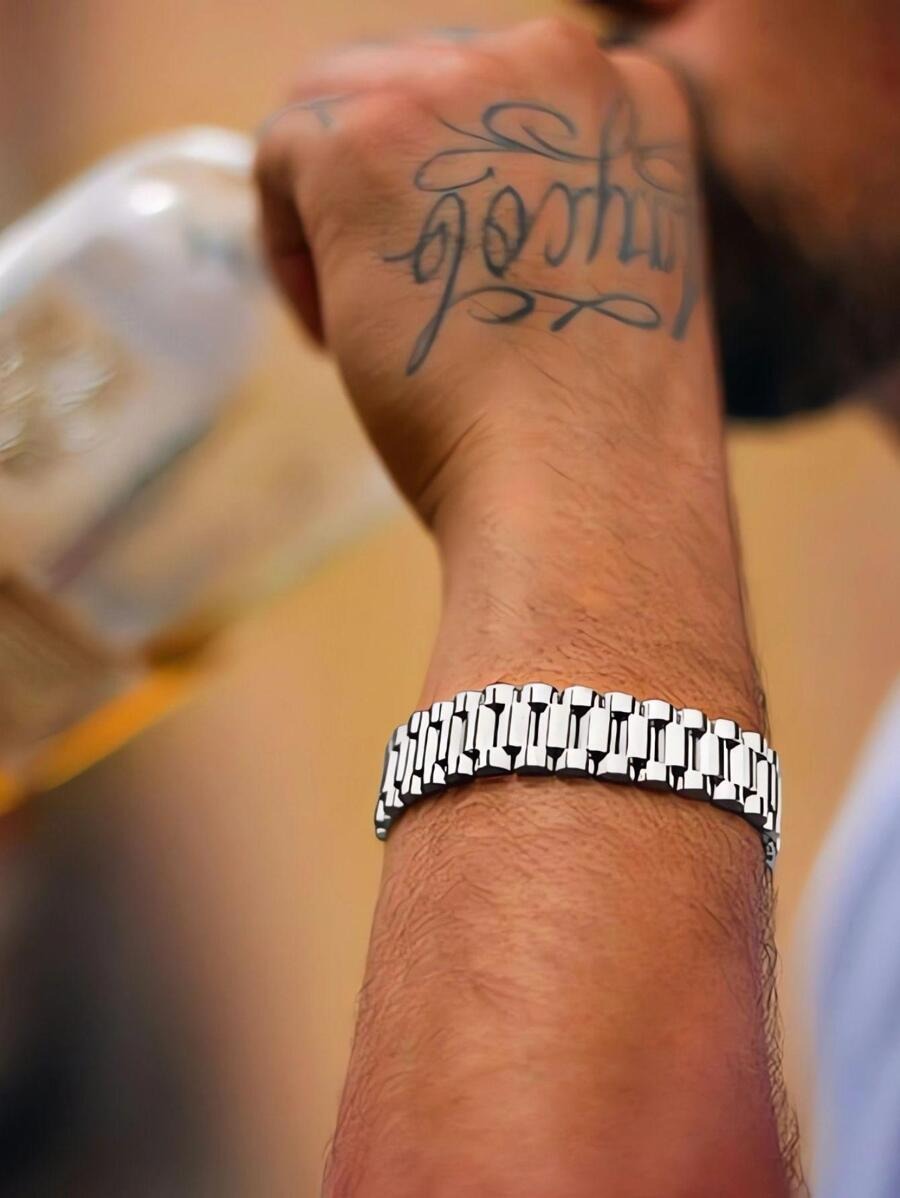 Pulsera Esclava Tipo Rlx Color Plata, Acero Inoxidable