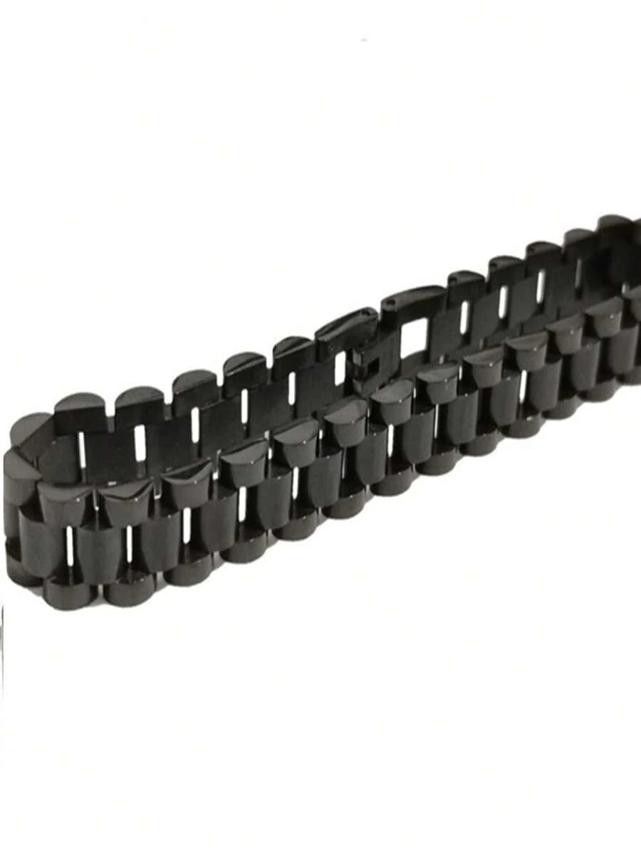 Pulsera esclava tejido rlx, color negro, acero inoxidable