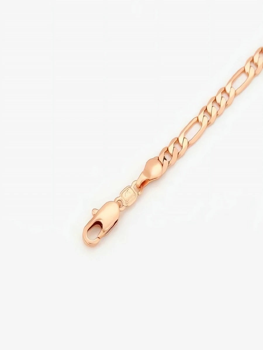 Pulsera, esclava para mujer figaro , color oro rosa 14k