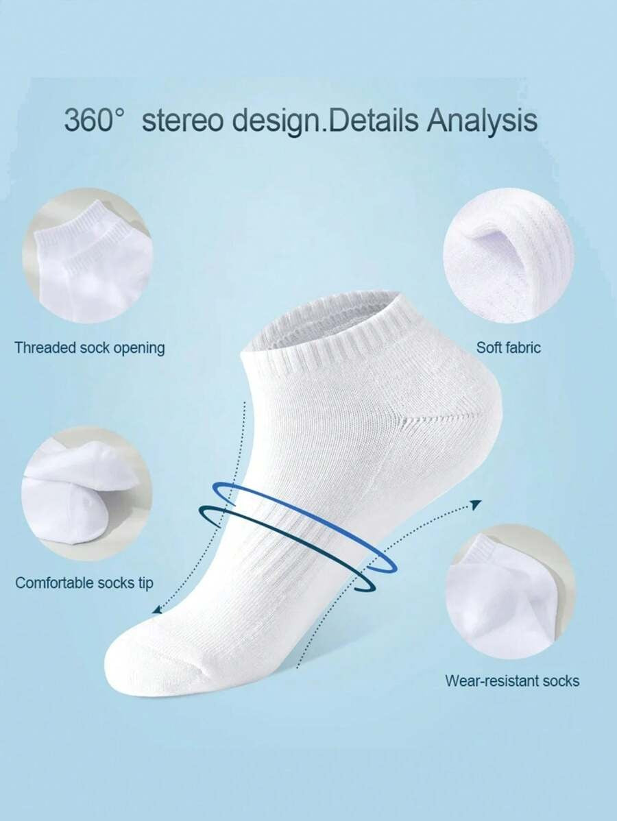 6 pares de calcetines, tines de algodón premium, color blanco