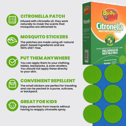 36 Parches Repelentes De Mosquitos, a Base de Citronela Natural Hierba No Toxico.