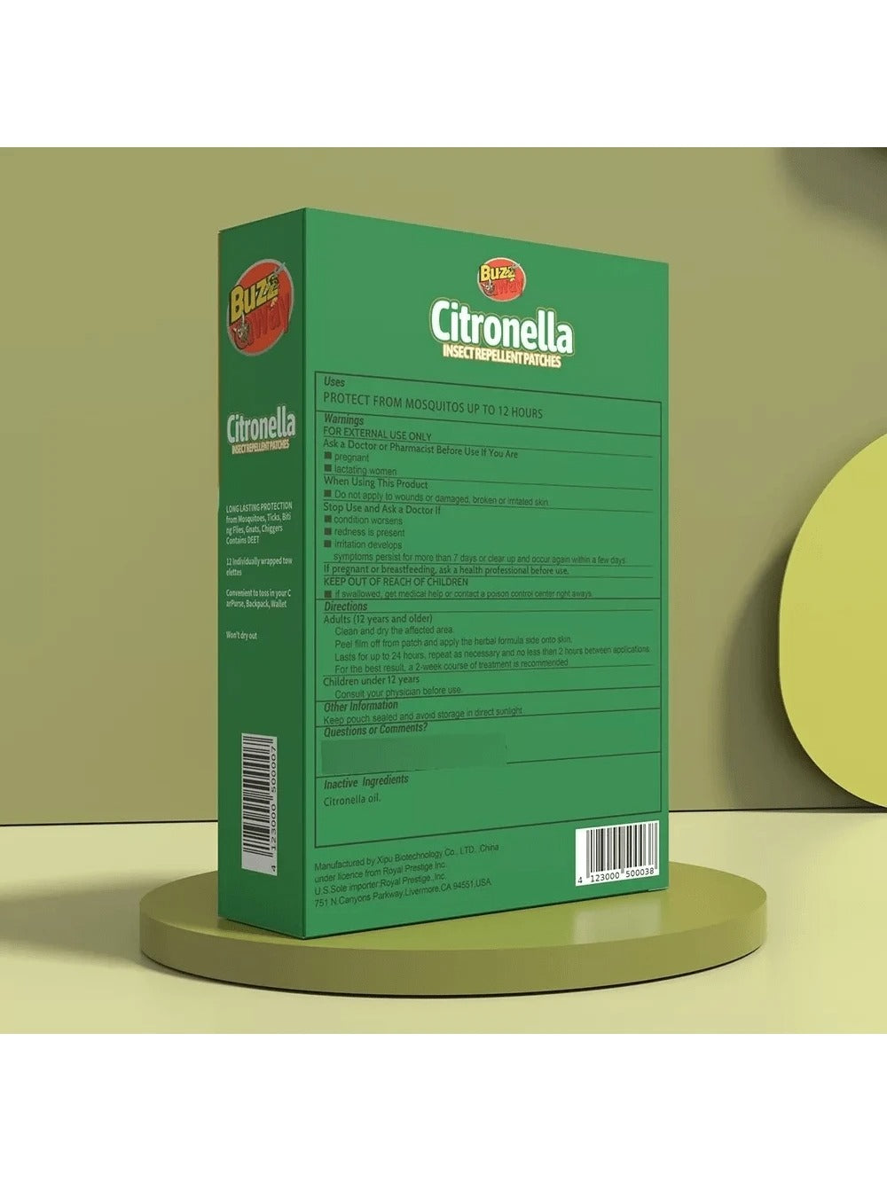 36 Parches Repelentes De Mosquitos, a Base de Citronela Natural Hierba No Toxico.