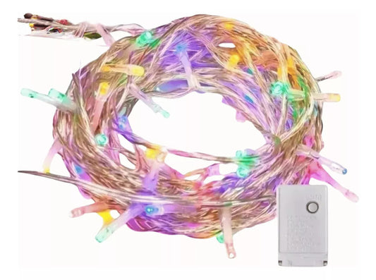Serie Navideña de 8 metros, 100 Luces Navideñas, Led Multicolor