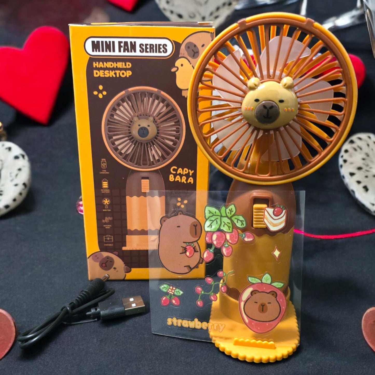 Ventilador portatil modelo capibara, mini ventilador recargable