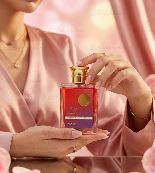 Perfume para mujer V.V.LOVE Love's Pilgrimage, detalle de la etiqueta, aroma ámbar
