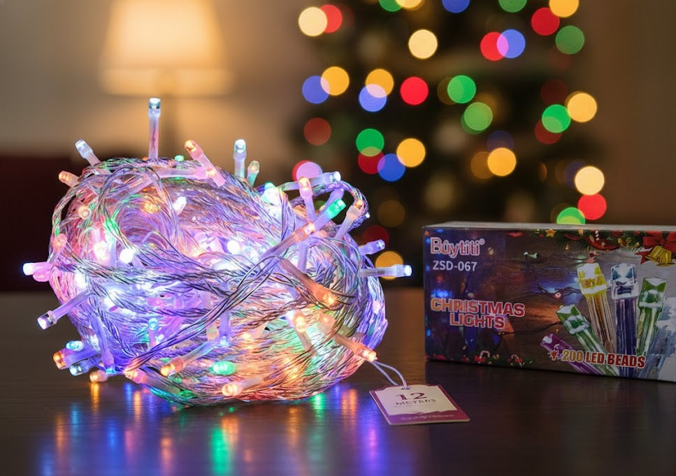 Luces navideñas 12 metros, 200 focos led, cable invisible