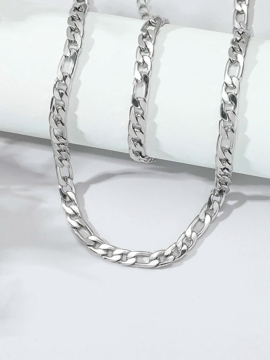 Cadena Figaro color plata, acero inoxidable