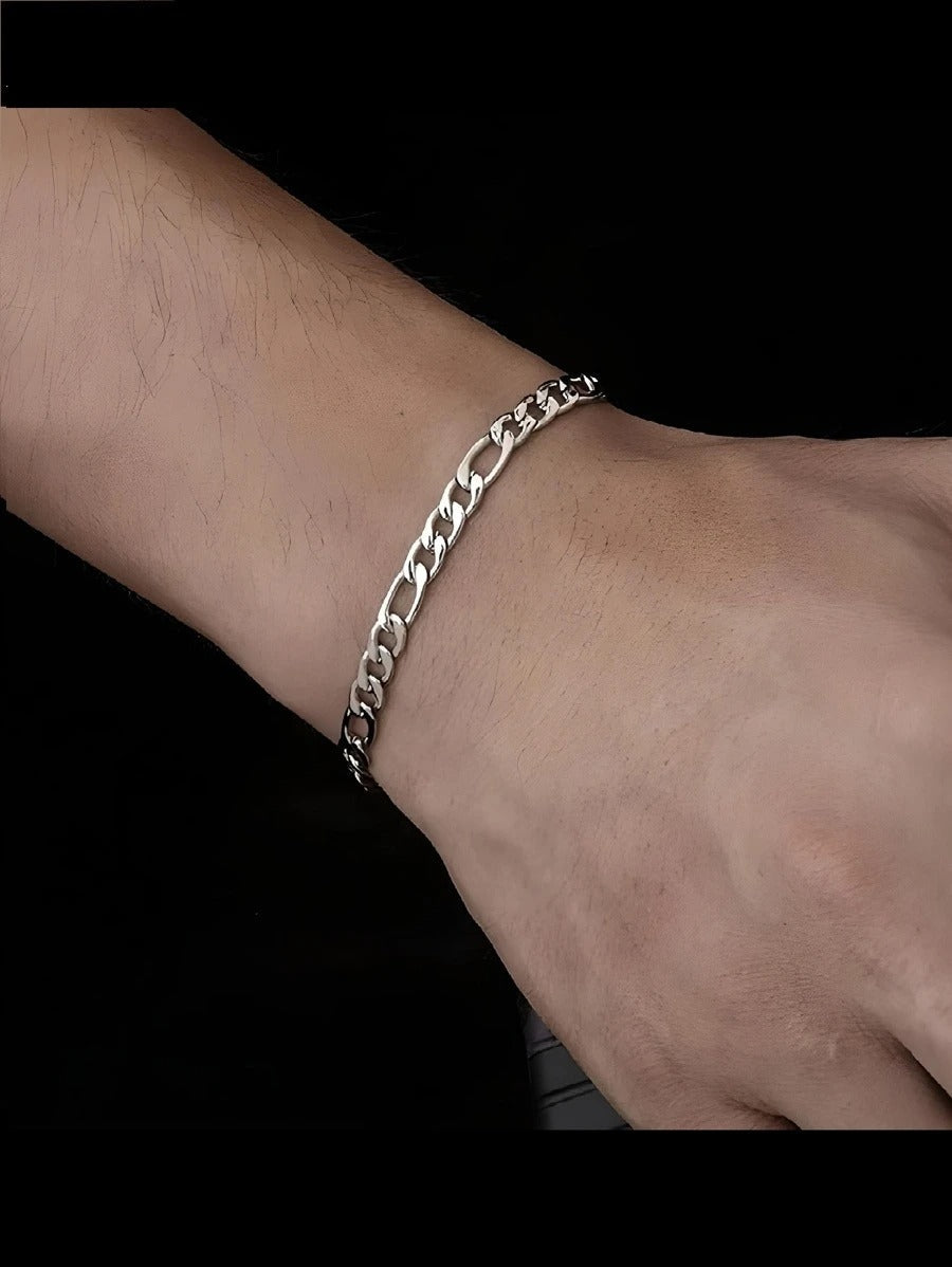 Pulsera, esclava figaro para hombre de acero inox, color plata