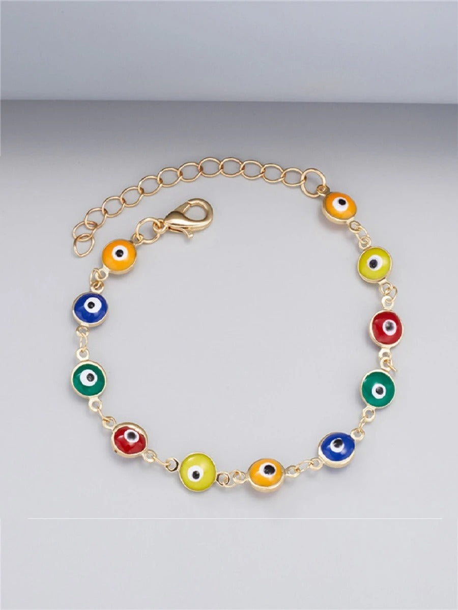 Pulsera de ojo turco de colores, acero inoxidable
