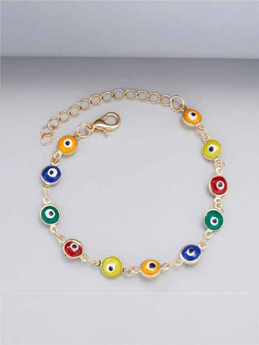 Pulsera de ojo turco de colores, acero inoxidable