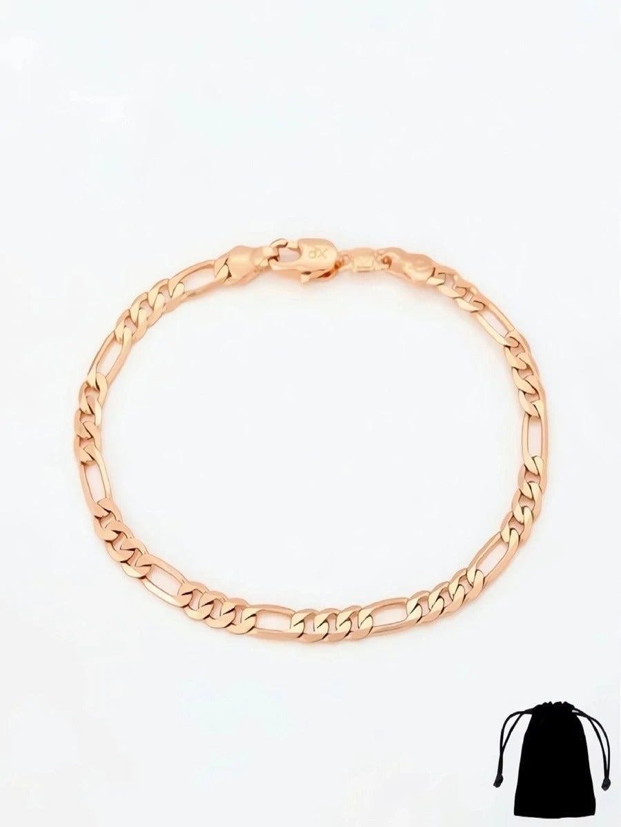 Pulsera, esclava para mujer figaro , color oro rosa 14k