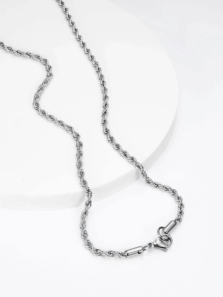 Collar torsal color plata, acero inoxidable