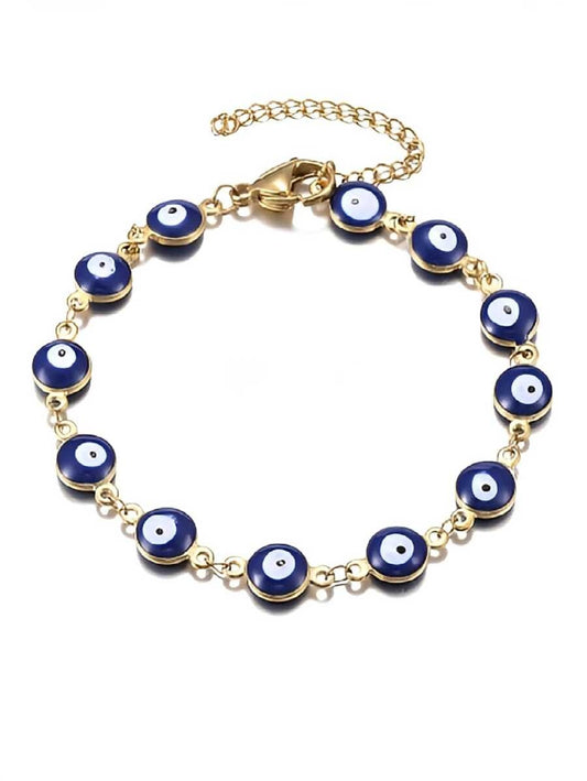 Pulsera de ojo turco azul, acero inoxidable