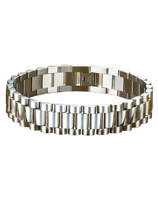 Pulsera Esclava Tipo Rlx Color Plata, Acero Inoxidable