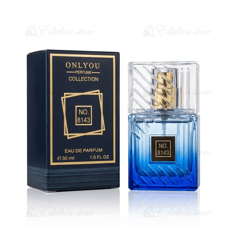 Perfume para hombre No. 8143 OnlyYou, vista frontal del frasco, aroma dulce y afrutado