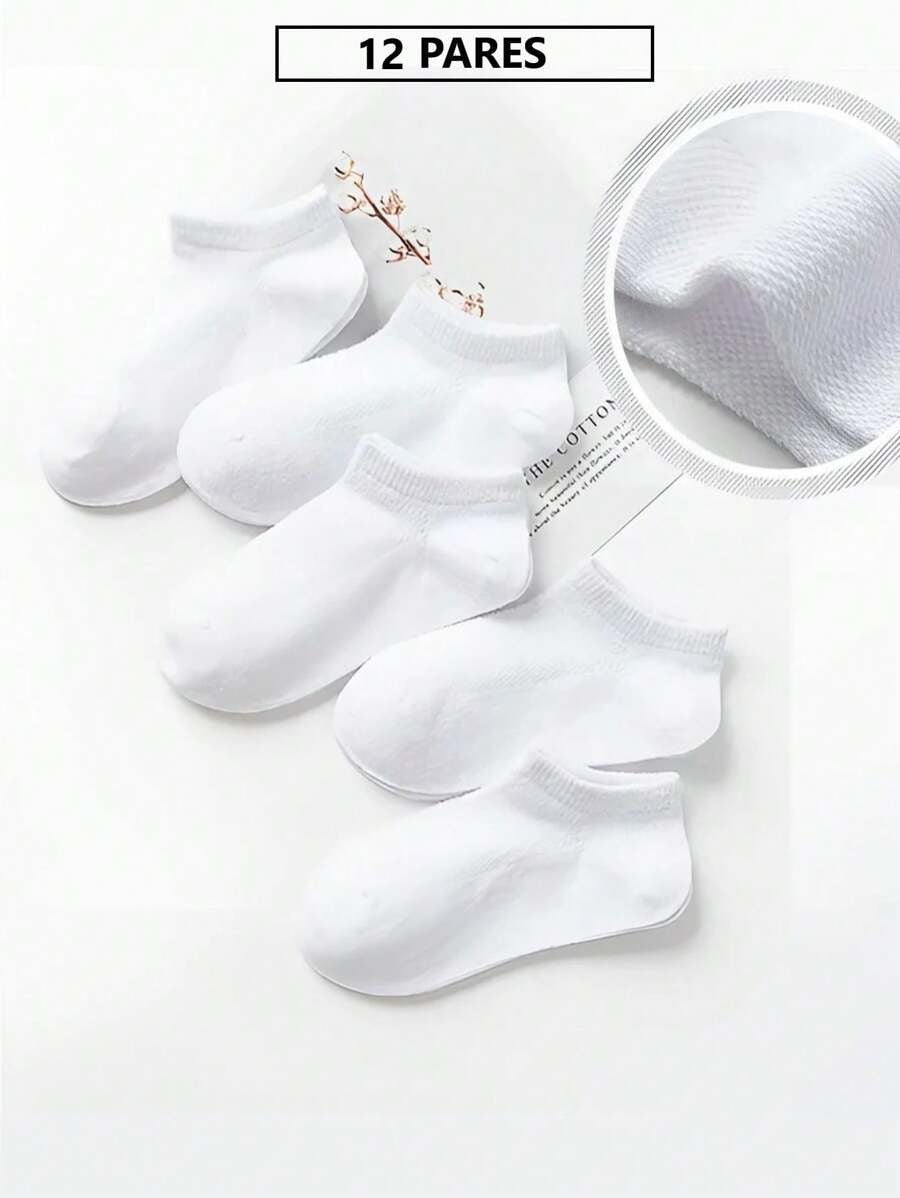 12 pares de tines blancos, algodón premium