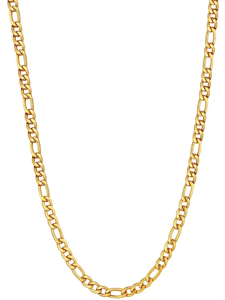 Cadena Figaro color oro, Joyería de acero inoxidable
