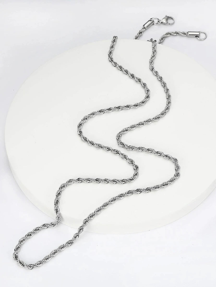 Collar torsal color plata, acero inoxidable