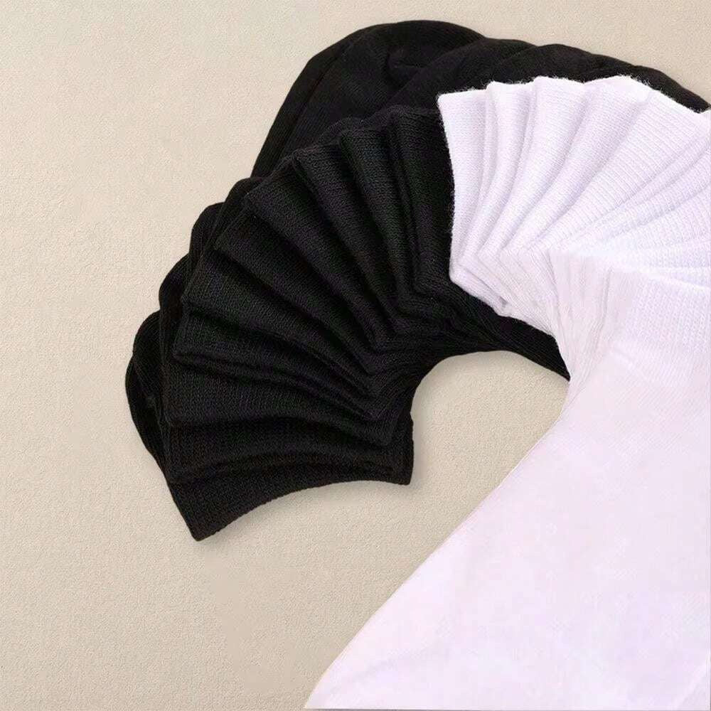 10 pares de calcetines tobillera, tines de algodón premium, blanco y negro