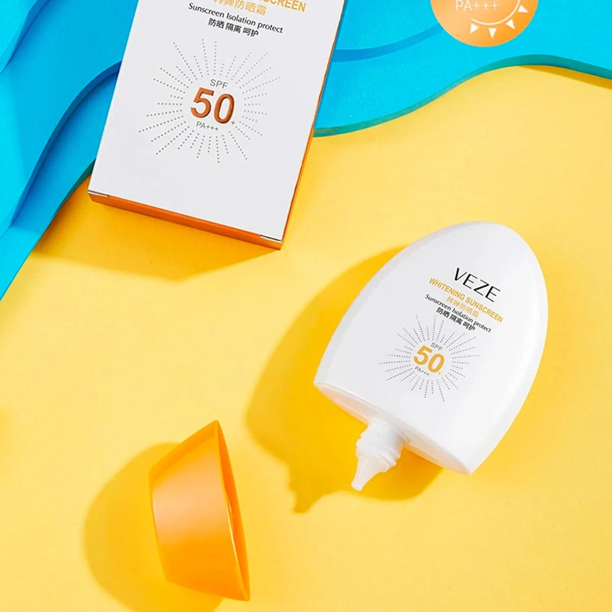 Protector solar 50+FPS, Bloqueador solar UV VEZE Pa+++