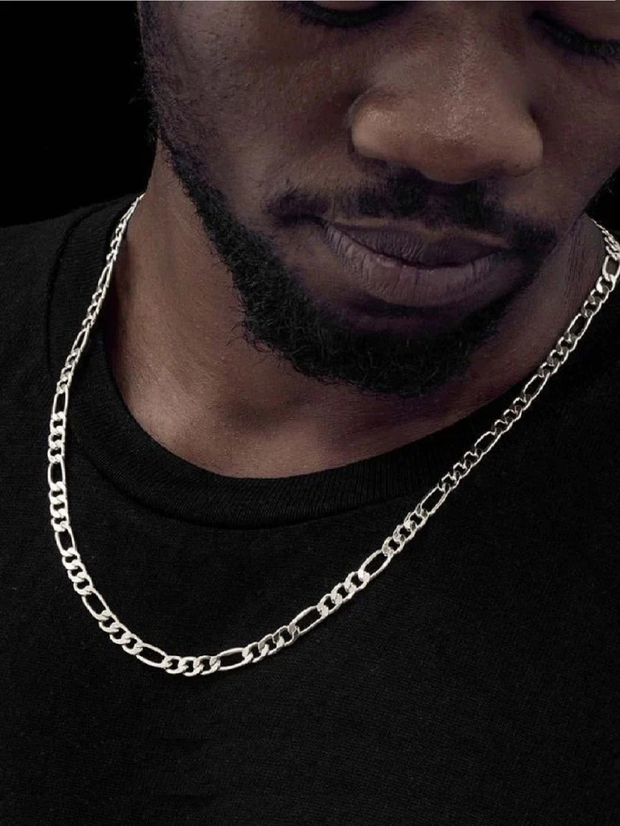 Cadena Figaro color plata, acero inoxidable