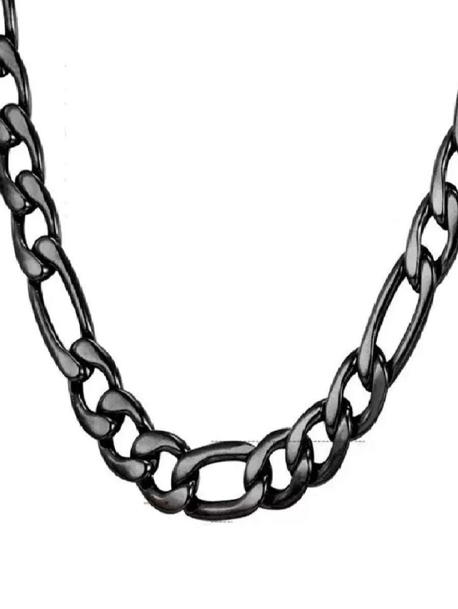 Pulsera, esclava figaro para hombre de acero italiano, oscura