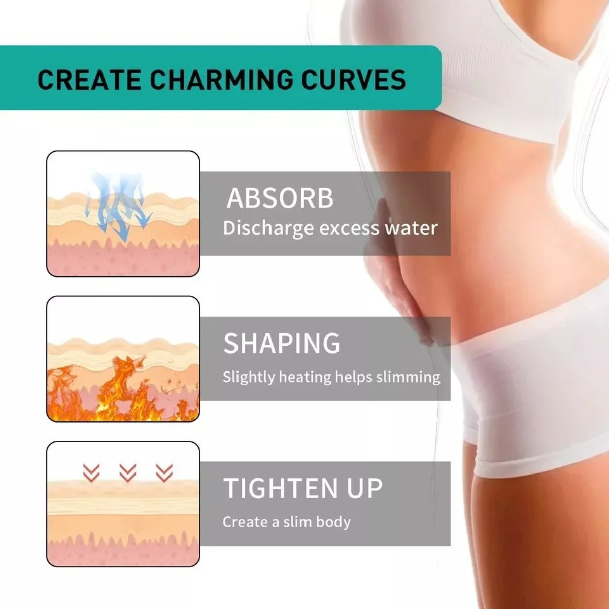 Parche reductor de abdomen, 10 parches termogénicos para ayudar a la perdida de peso