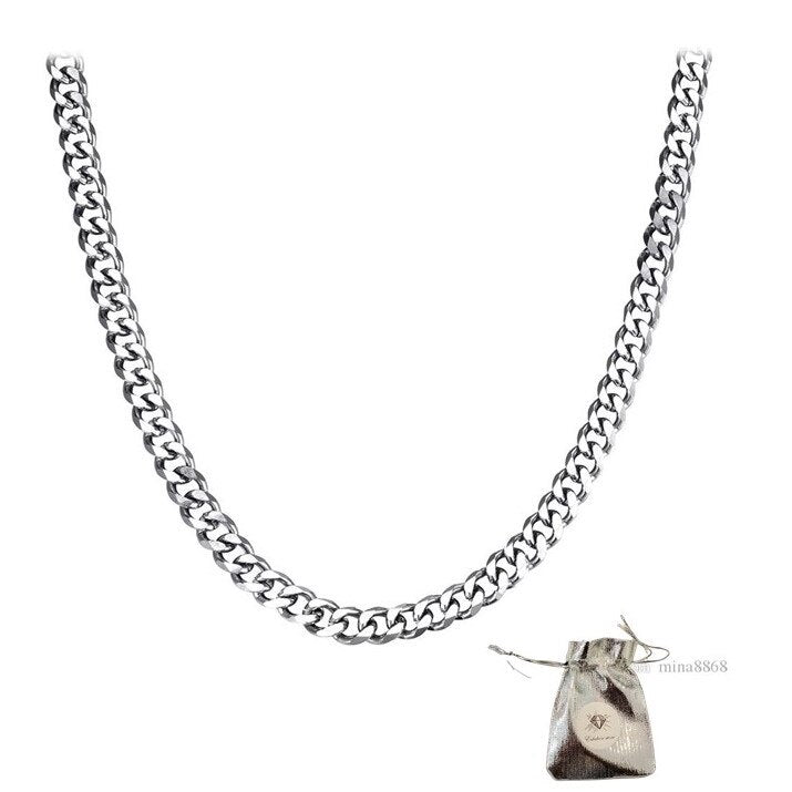 Cadena cubana color plata, Joyería de acero inoxidable
