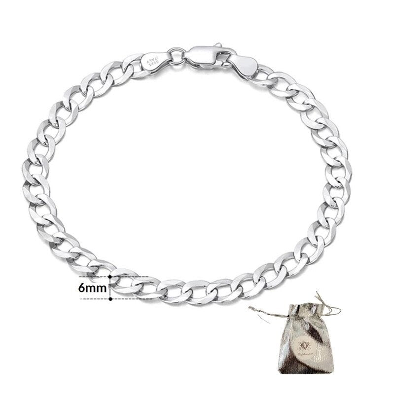 Pulsera esclava cubana plateada, de acero inoxidable