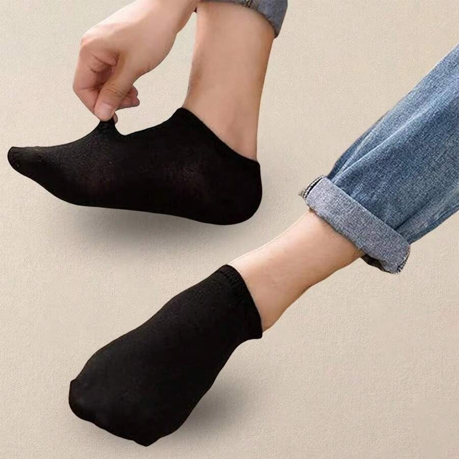 12 pares de tines, negros, algodón premium