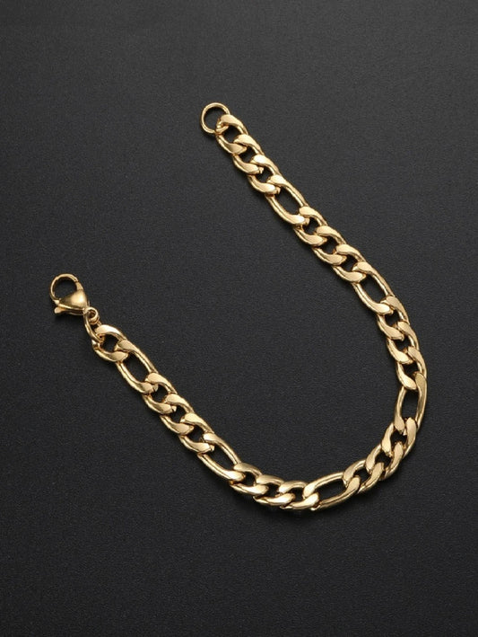 Pulsera, esclava figaro color oro para hombre, acero inox