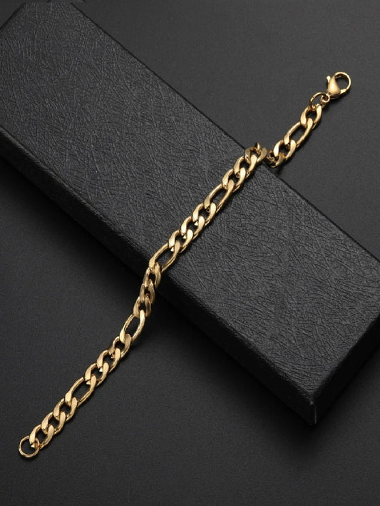 Pulsera, esclava figaro color oro para hombre, acero inox