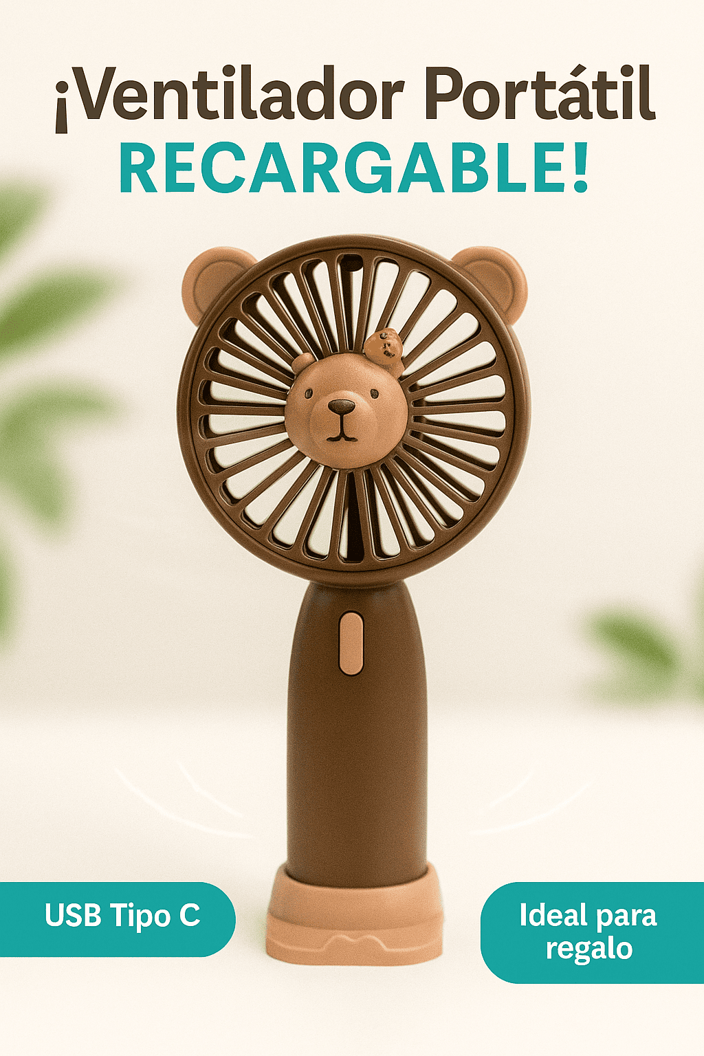 Ventilador portatil, recargable, modelo capibara, ventilador de oficina