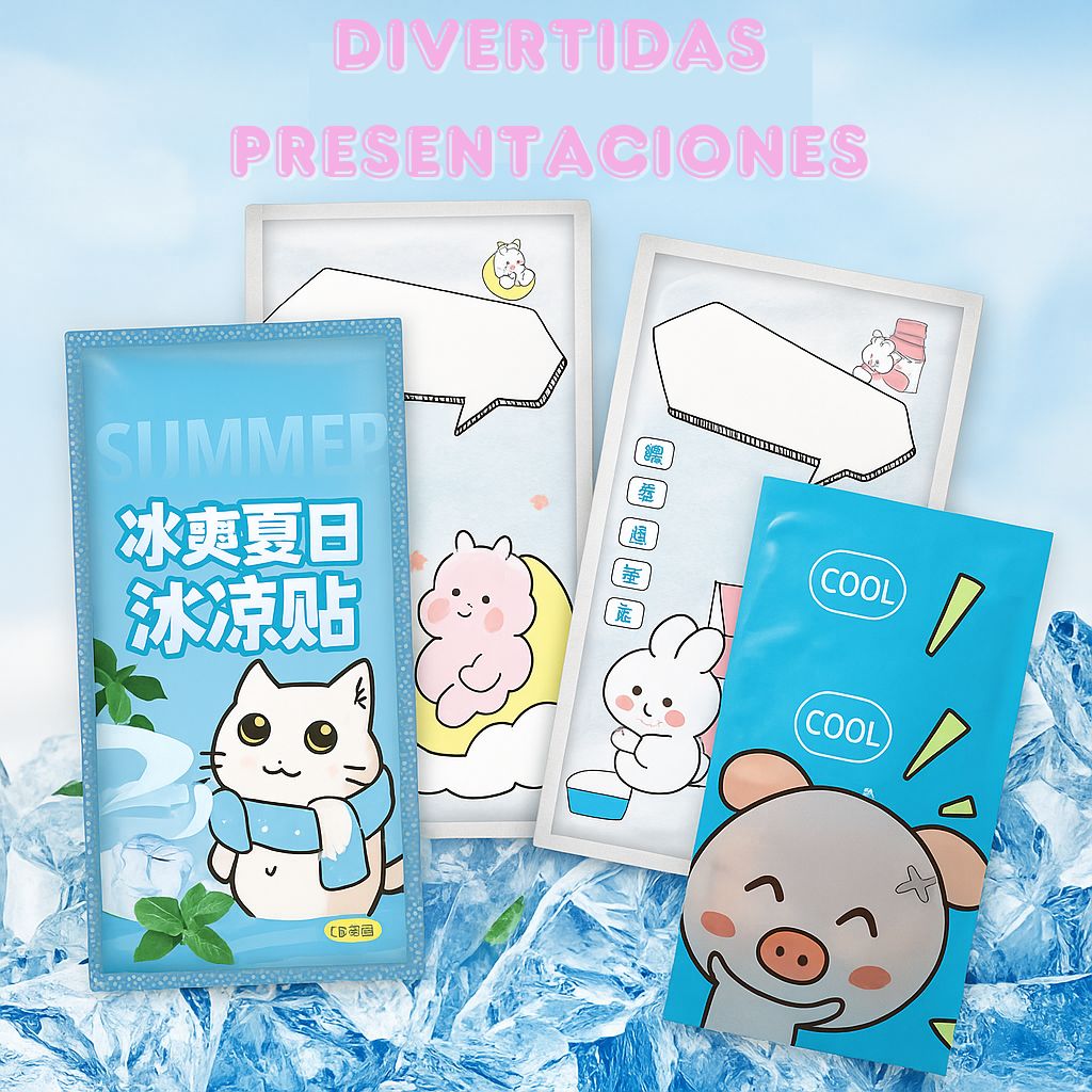 Parches de gel frío ayuda a bajar la temperatura, calentura o fiebre, 6 piezas