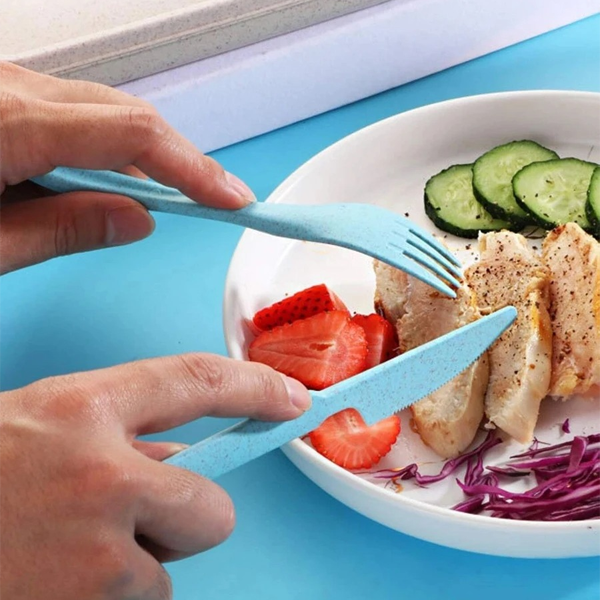 Set de cubiertos portatiles, con portacubiertos, tapa deslizante