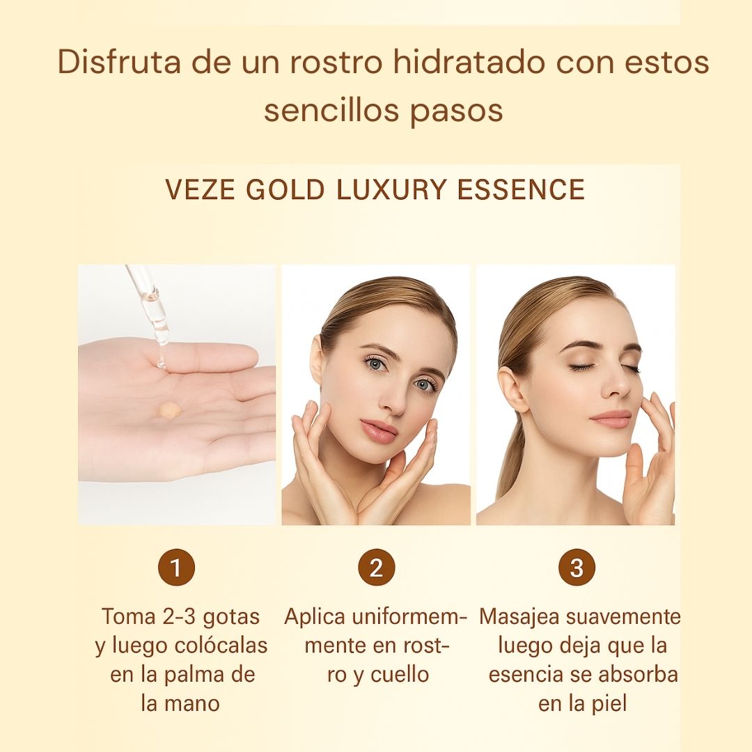 Serum iluminador facial antiedad,  Veze Gold Luxury Essence 100 ml, Skincare