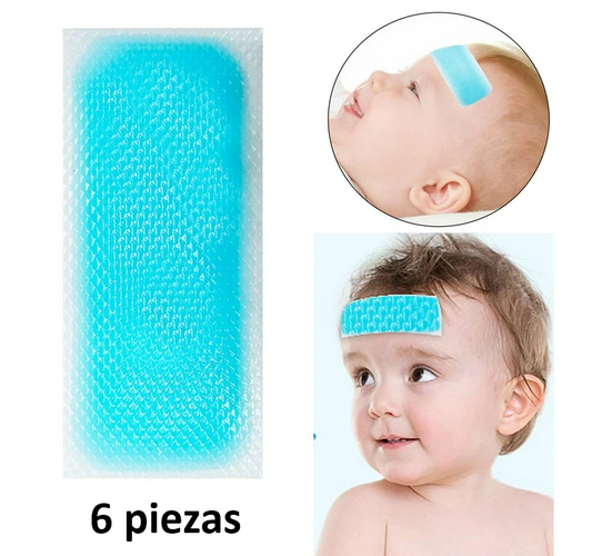 Parches de gel frío ayuda a bajar la temperatura, calentura o fiebre, 6 piezas