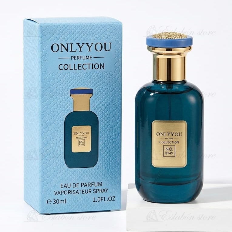 Perfume para hombre Only You 8149, vista frontal del frasco, aroma fresco y cítrico