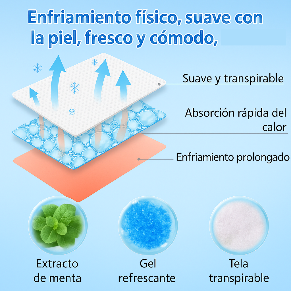 Parches de gel frío ayuda a bajar la temperatura, calentura o fiebre, 6 piezas